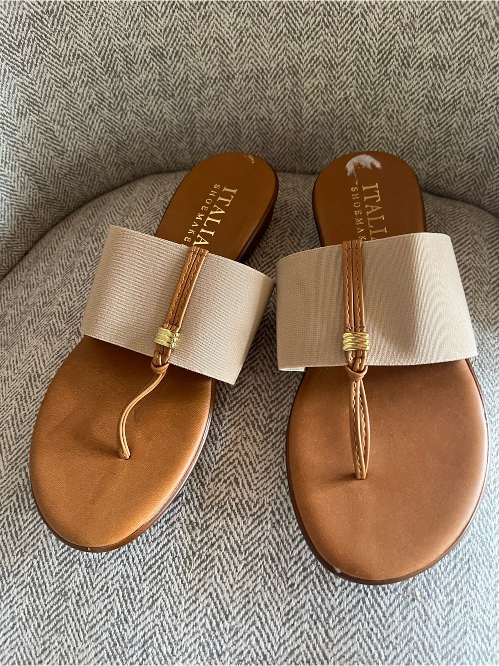Italian Shoemakers Briley Sandals Women’s Size 8.5 Made in Italy Beige Tan